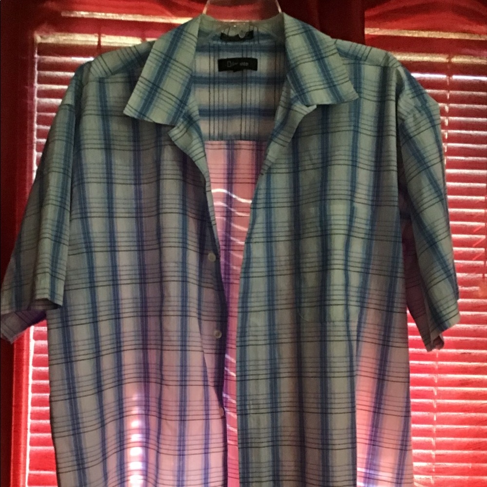 Men’s Damante XL Blue Striped Short Sleeve Shirt
